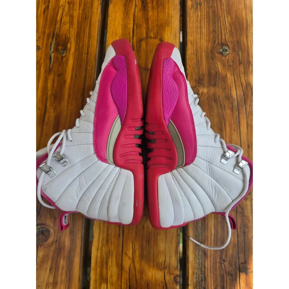 Jordan 12 Retro Dynamic Pink White Kids Sneakers 5Y 510815-109 Jumpman